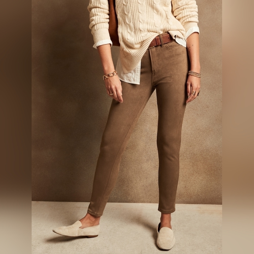Banana Republic Vegan Suede High-Rise Slim Ankle Pants 4P